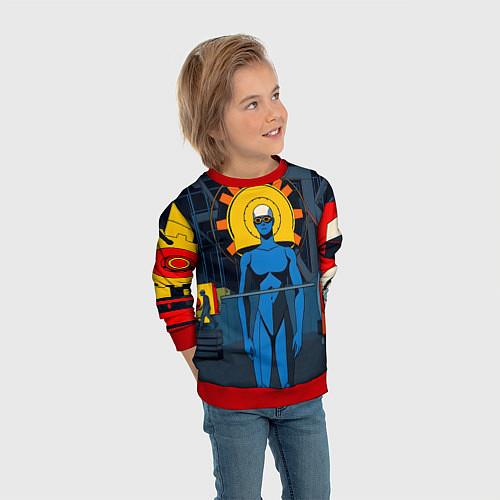 Детский свитшот Ретро фантастика / 3D-Красный – фото 3