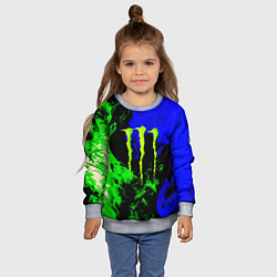 Свитшот детский Monster energy кислотный огонь, цвет: 3D-меланж — фото 2
