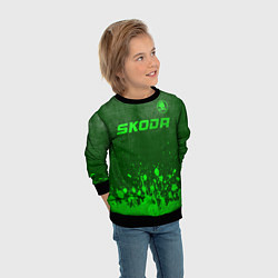 Свитшот детский Skoda - green gradient посередине, цвет: 3D-черный — фото 2