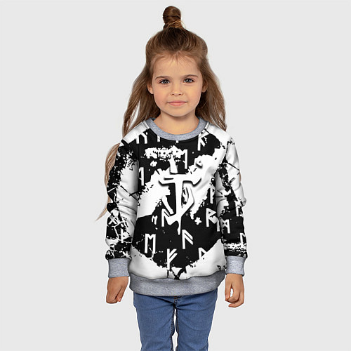 Детский свитшот Doom символы краски / 3D-Меланж – фото 4