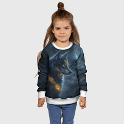Свитшот детский Волк фэнтези стиль, цвет: 3D-белый — фото 2