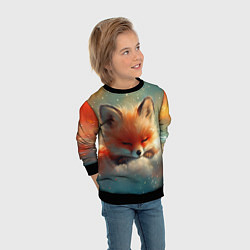 Свитшот детский Лисенок спит на облаке, цвет: 3D-черный — фото 2