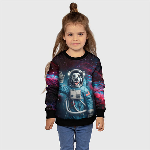 Детский свитшот Далматинец бравый космонавт - нейроарт / 3D-Черный – фото 4