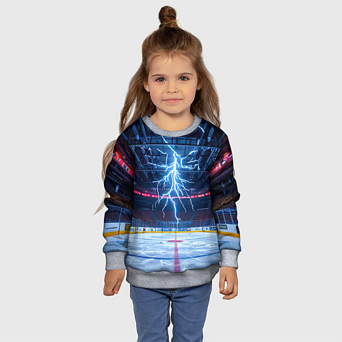 Детский свитшот Удар молнии в хоккейную площадку / 3D-Меланж – фото 4