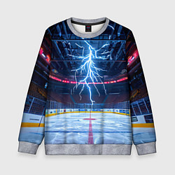 Свитшот детский Удар молнии в хоккейную площадку, цвет: 3D-меланж