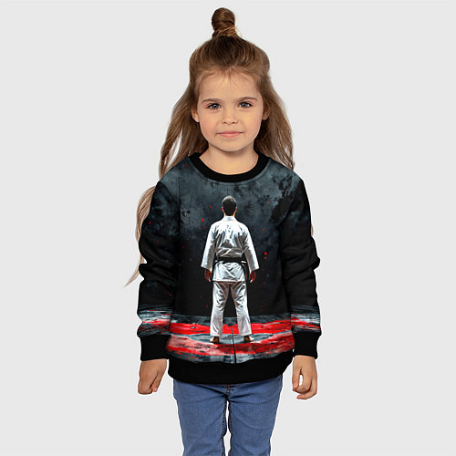 Детский свитшот Айкидоист на черном / 3D-Черный – фото 4