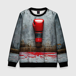 Свитшот детский Кикбоксеркие перчатки на сером, цвет: 3D-черный