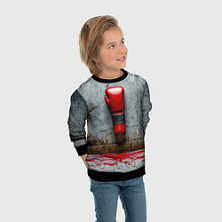 Свитшот детский Кикбоксеркие перчатки на сером, цвет: 3D-черный — фото 2