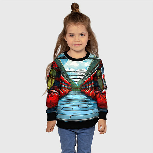 Детский свитшот Зал Муай Тай / 3D-Черный – фото 4