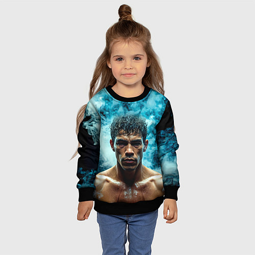 Детский свитшот Артуро Гатти в дыму / 3D-Черный – фото 4