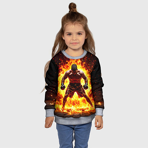 Детский свитшот Боксер в огне / 3D-Меланж – фото 4