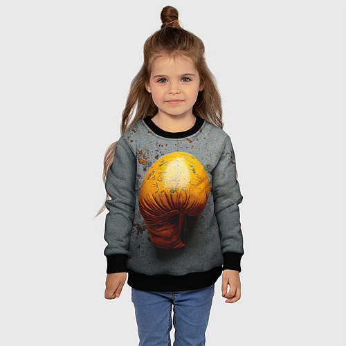 Детский свитшот Желтая боксерская перчатка / 3D-Черный – фото 4