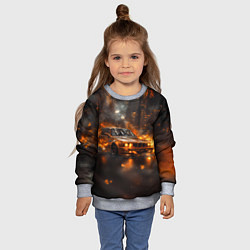 Свитшот детский БМВ в огне, цвет: 3D-меланж — фото 2