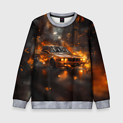 Свитшот детский БМВ в огне, цвет: 3D-меланж