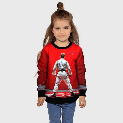 Детский свитшот Боец джиу-джитсу на красном / 3D-Черный – фото 4