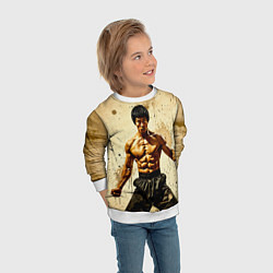Свитшот детский Брюс Ли на бежевом, цвет: 3D-белый — фото 2