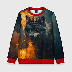 Свитшот детский Злой волк в огне, цвет: 3D-красный