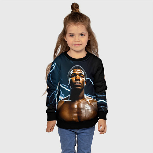 Детский свитшот Мухаммед Али и молния / 3D-Черный – фото 4