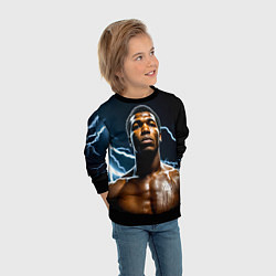 Свитшот детский Мухаммед Али и молния, цвет: 3D-черный — фото 2