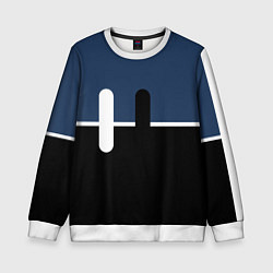 Свитшот детский Простая абстракция сине-чёрный с белым, цвет: 3D-белый