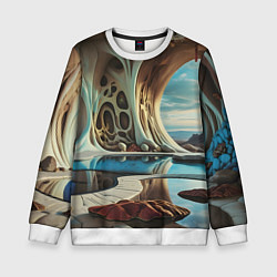 Свитшот детский Современная пещера, цвет: 3D-белый