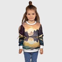 Свитшот детский Рассвет над горным озером, цвет: 3D-белый — фото 2
