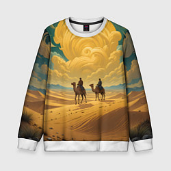 Свитшот детский В пустыне на верблюдах, цвет: 3D-белый