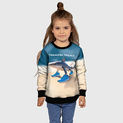 Свитшот детский Акула в кроссовках - брейнрот мем, цвет: 3D-черный — фото 2