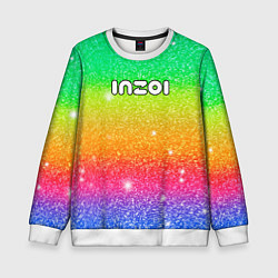 Свитшот детский Inzoi блестящий радужный фон, цвет: 3D-белый