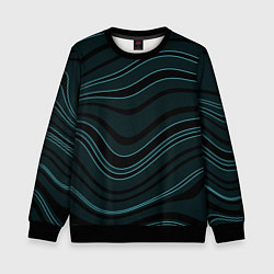 Свитшот детский Тёмный синий волнистые полосы, цвет: 3D-черный