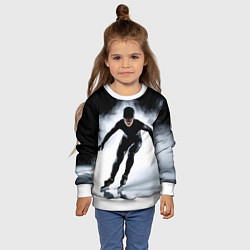 Свитшот детский Скоростной бег на коньках в черном, цвет: 3D-белый — фото 2
