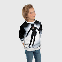 Свитшот детский Скоростной бег на коньках в черном, цвет: 3D-белый — фото 2
