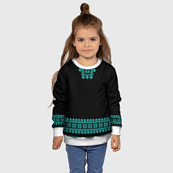 Свитшот детский Славянские узоры и орнамент голубой - вышиванка ру, цвет: 3D-белый — фото 2