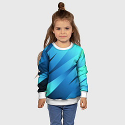 Свитшот детский Сине-голубой абстрактные полосы, цвет: 3D-белый — фото 2
