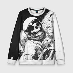 Свитшот детский Скелет в космосе черно-белый, цвет: 3D-белый