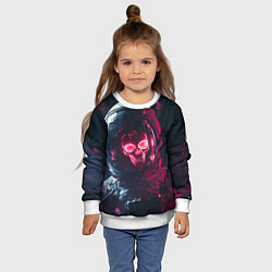 Свитшот детский Красный череп в скафандре космонавта, цвет: 3D-белый — фото 2