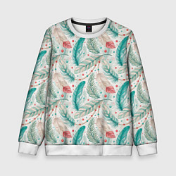 Свитшот детский Бохо паттерн в мятных тонах, цвет: 3D-белый