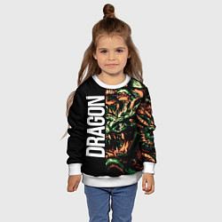Свитшот детский Татуировка дракона ирезуми, цвет: 3D-белый — фото 2