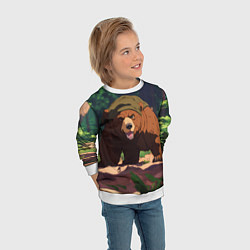 Свитшот детский Бурый медведь в лесу, цвет: 3D-белый — фото 2