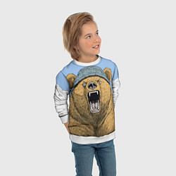 Свитшот детский Злой орущий медведь, цвет: 3D-белый — фото 2