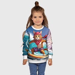 Свитшот детский Кот на волне, цвет: 3D-белый — фото 2