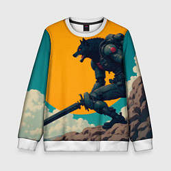 Свитшот детский Киберчеловек-волк, цвет: 3D-белый