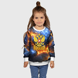 Свитшот детский Россия герб и огонь, цвет: 3D-белый — фото 2