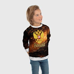 Свитшот детский Герб России на кофейном фоне, цвет: 3D-белый — фото 2