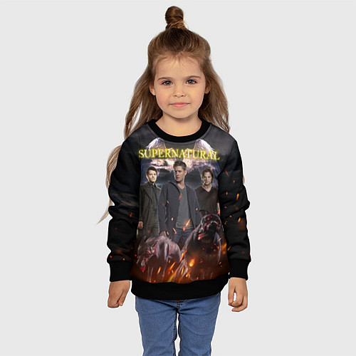 Детский свитшот Supernatural - true hunters / 3D-Черный – фото 4