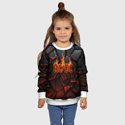 Свитшот детский ACDC огненный лого на камнях, цвет: 3D-белый — фото 2