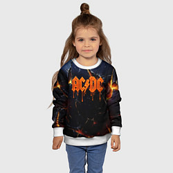 Свитшот детский ACDC лого из лавы на треснутой текстуре, цвет: 3D-белый — фото 2