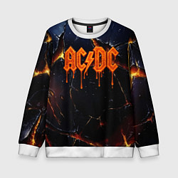 Детский свитшот ACDC лого из лавы на треснутой текстуре