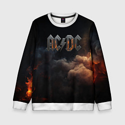 Свитшот детский ACDC металлический лого, цвет: 3D-белый