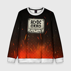 Свитшот детский ACDC лого на кассете, цвет: 3D-белый